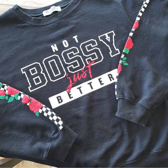 Black Long Sleeve Graphic Sweatshirt - Picture 1 of 11